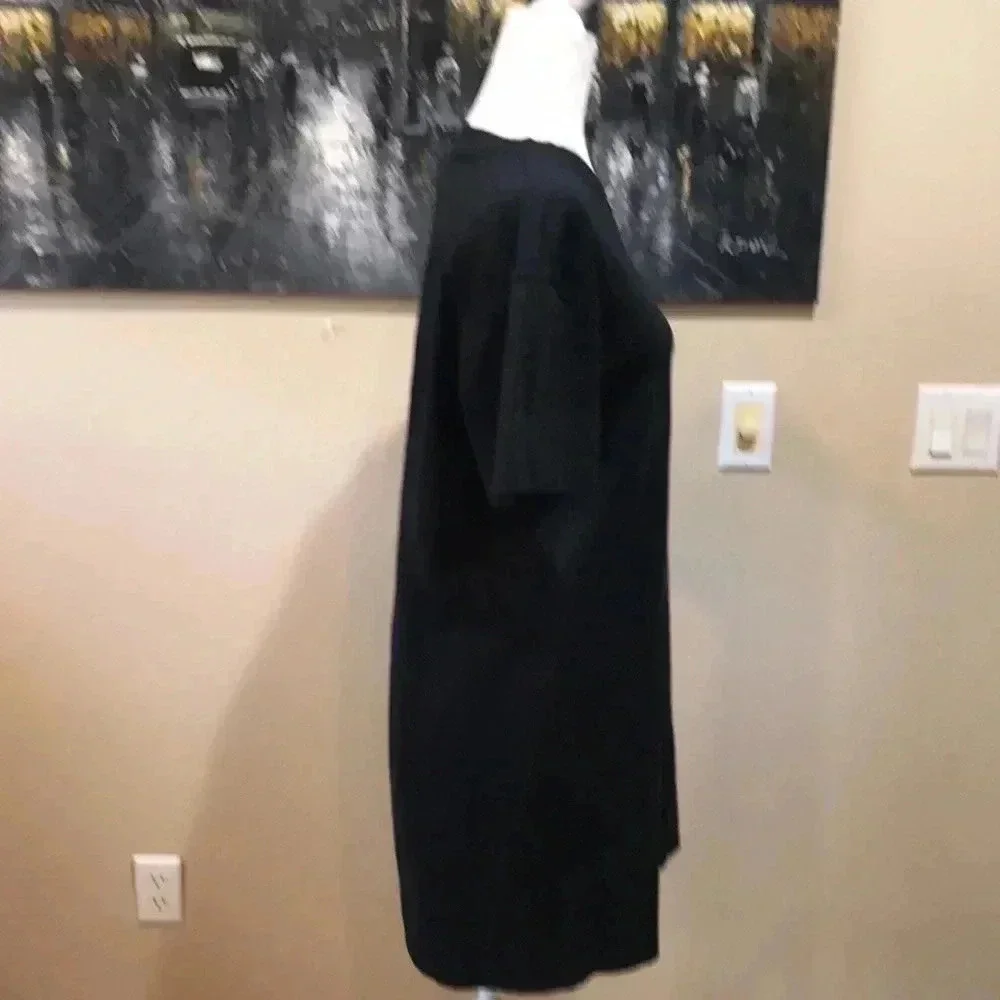 Madewell 100% Cotton Crew Neck Black Short Sleeved Boyfriend Tee Shirt Dress- M